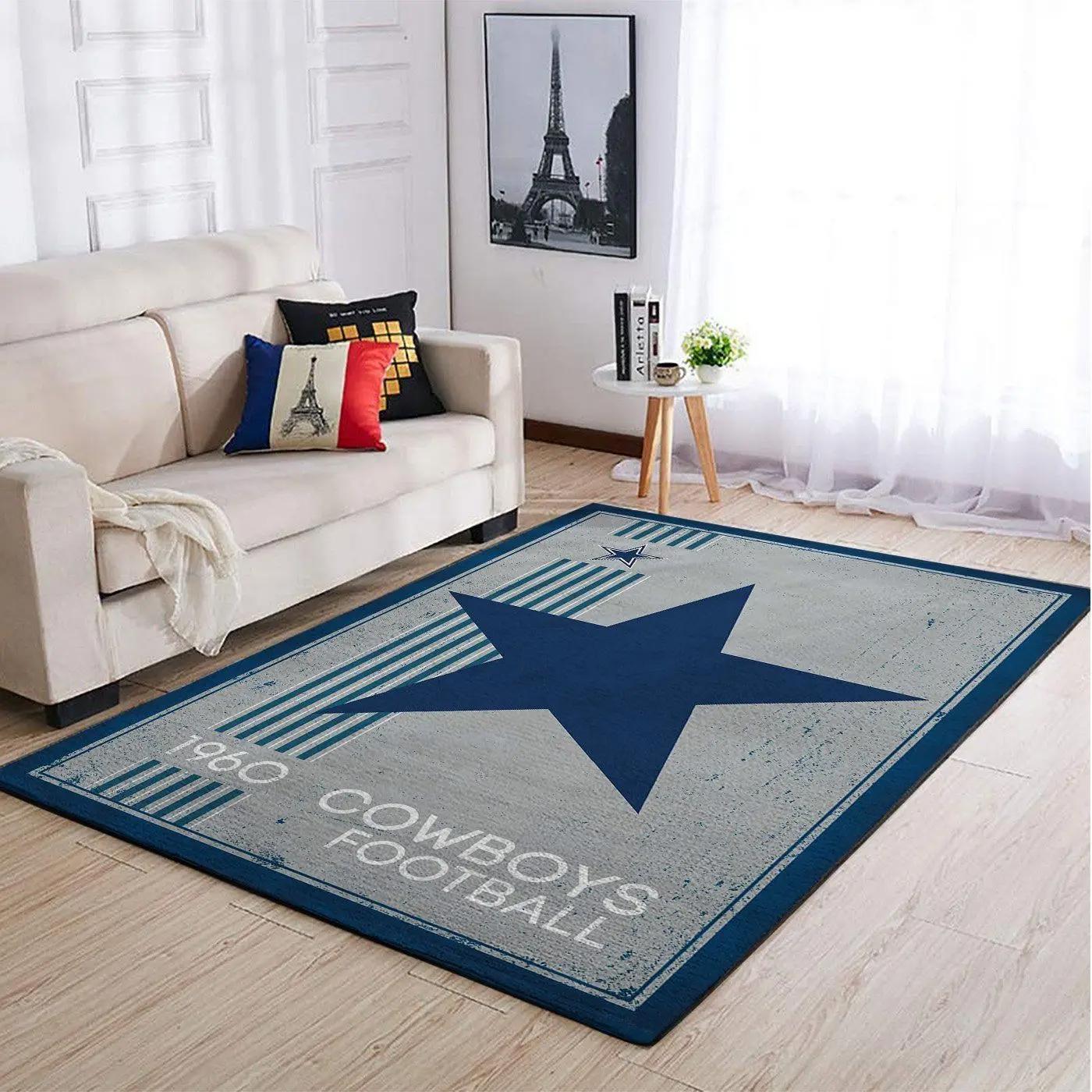 Nfl dallas cowboys retro style football team logo area rug living room rug Rectangle Rug