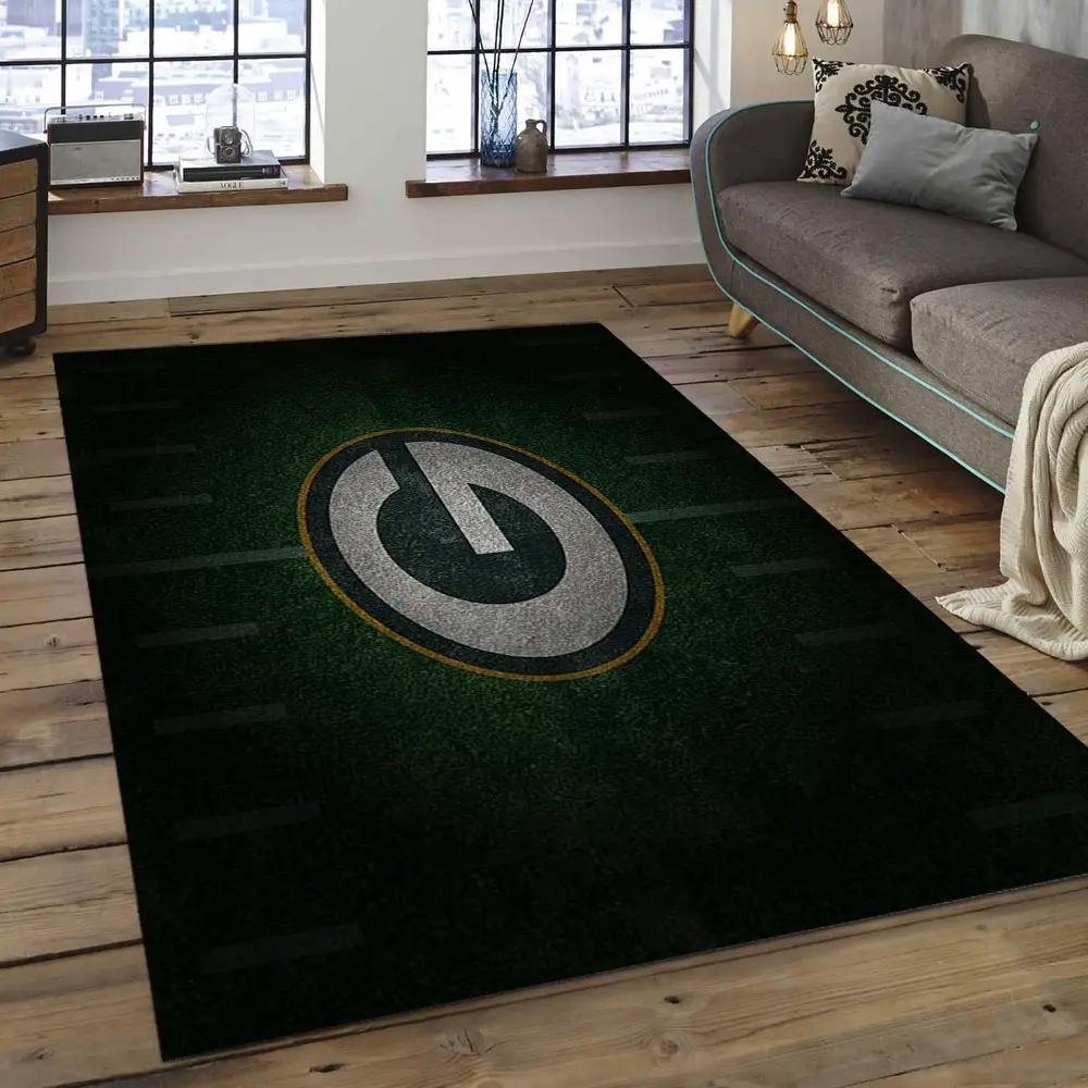 Nfl green bay packers football team logo rectangle area rug gbp37 Rectangle Rug