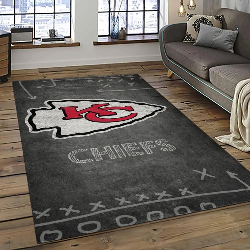 Nfl kansas city chiefs football team logo sport carpet rectangle area rug for living room kcc77 Rectangle Rug