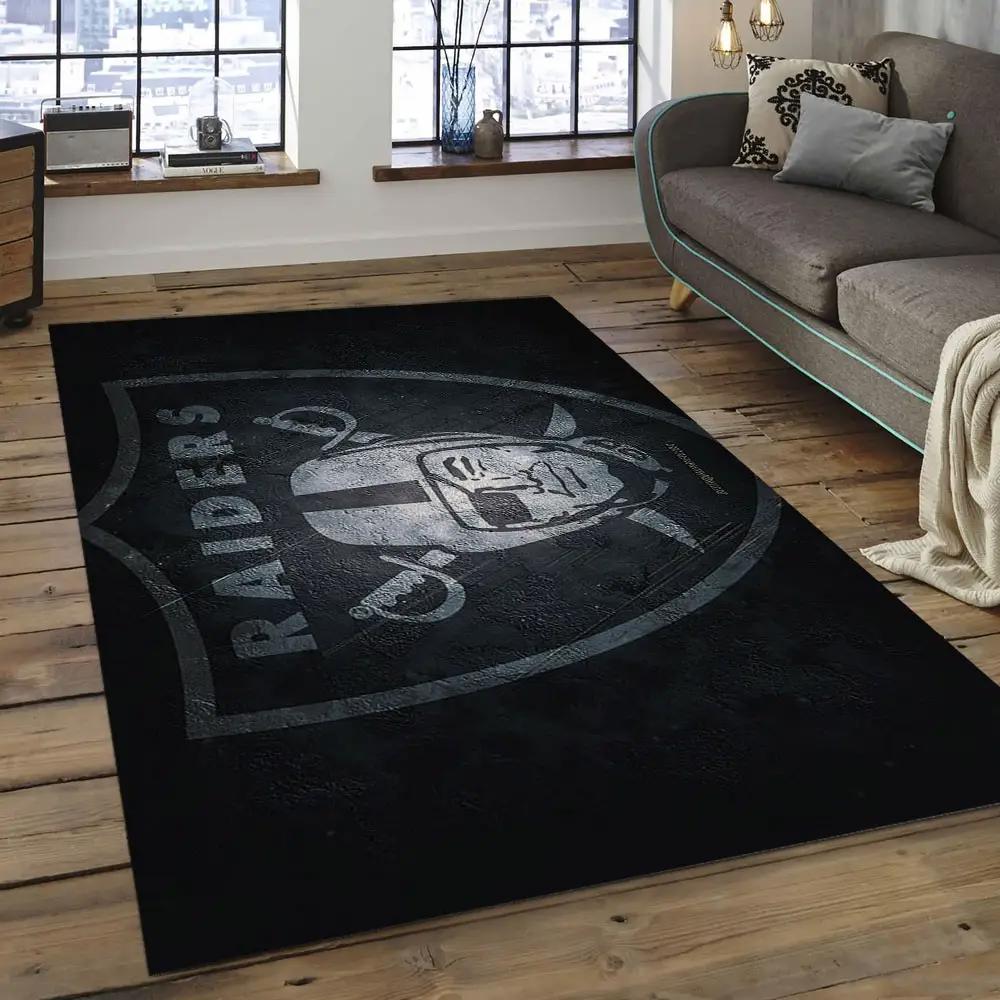 Nfl las vegas raiders football team logo rectangle area rug lvr05 Rectangle Rug