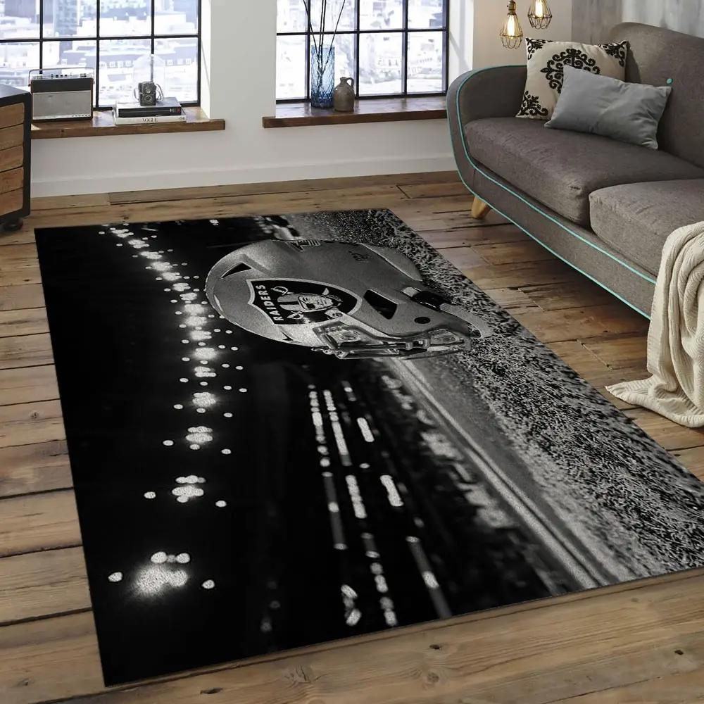 Nfl las vegas raiders football team logo rectangle area rug lvr07 Rectangle Rug