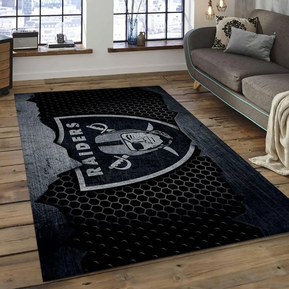 Nfl las vegas raiders football team logo rectangle area rug lvr16 Rectangle Rug
