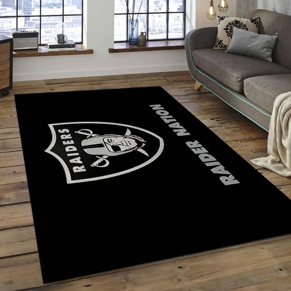 Nfl las vegas raiders football team logo rectangle area rug lvr19 Rectangle Rug