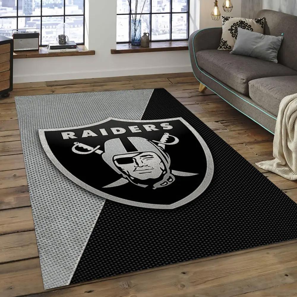 Nfl las vegas raiders football team logo rectangle area rug lvr22 Rectangle Rug