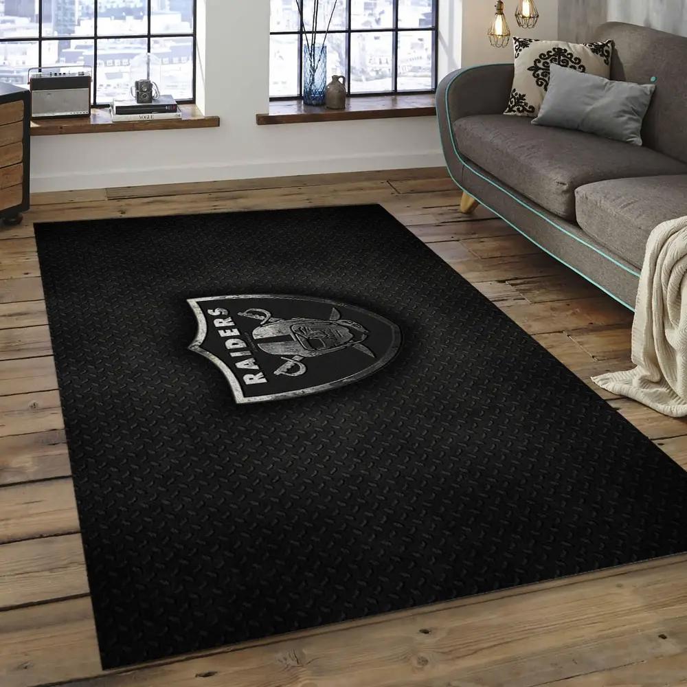 Nfl las vegas raiders football team logo rectangle area rug lvr24 Rectangle Rug