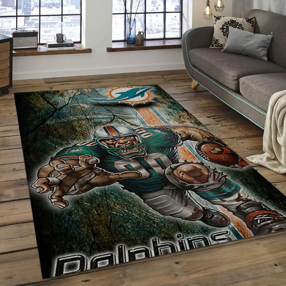 Nfl miami dolphins  football team logo rectangle area rug mmd05 Rectangle Rug