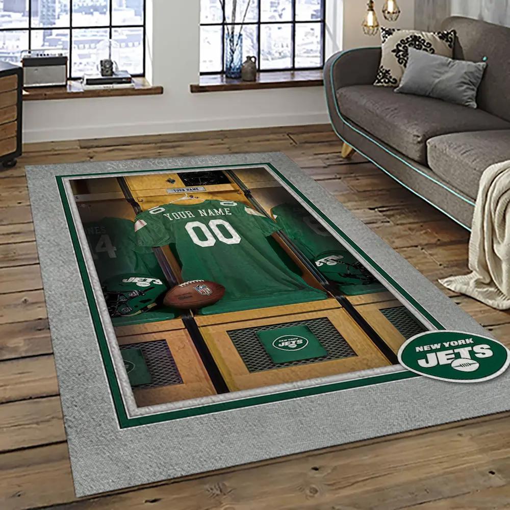 Nfl new york jets football team logo sport carpet rectangle area rug for living room nyj03 Rectangle Rug