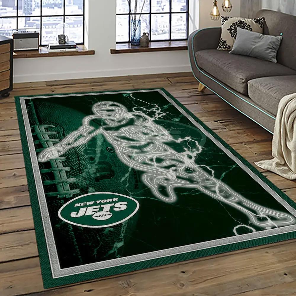 Nfl new york jets football team logo sport carpet rectangle area rug for living room nyj05 Rectangle Rug