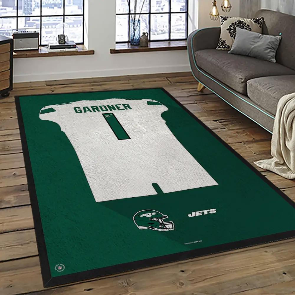 Nfl new york jets football team logo sport carpet rectangle area rug for living room nyj07 Rectangle Rug