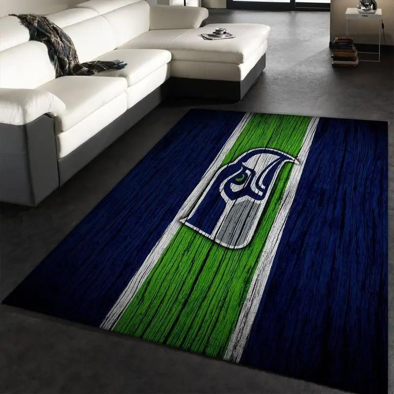 Nfl seattle seahawks football sport rug wooden style living room area rug 26 Rectangle Rug