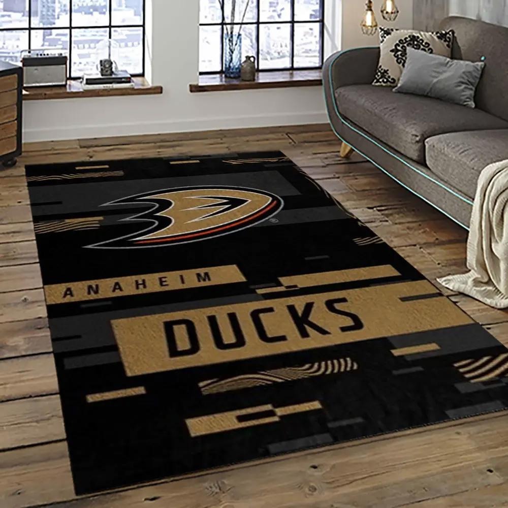 Nhl anaheim ducks ice hockey team logo sport carpet area rug home decor gift the ducks gift for fans gift for son ahd18 Rectangle Rug