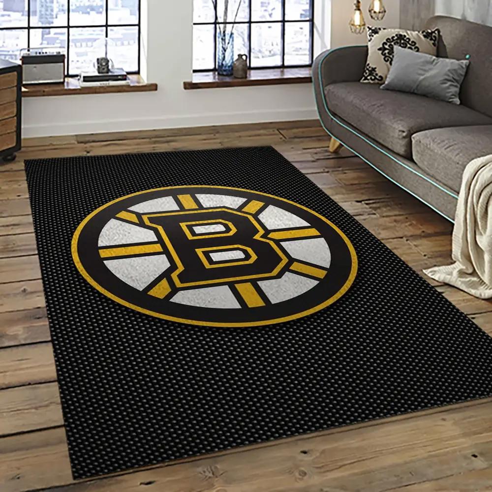 Nhl boston bruins hockey team logo sport carpet rectangle area rug for living room bb27 Rectangle Rug