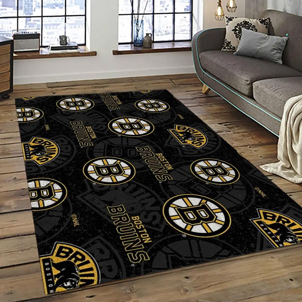 Nhl boston bruins hockey team logo sport carpet rectangle area rug for living room bb41 Rectangle Rug