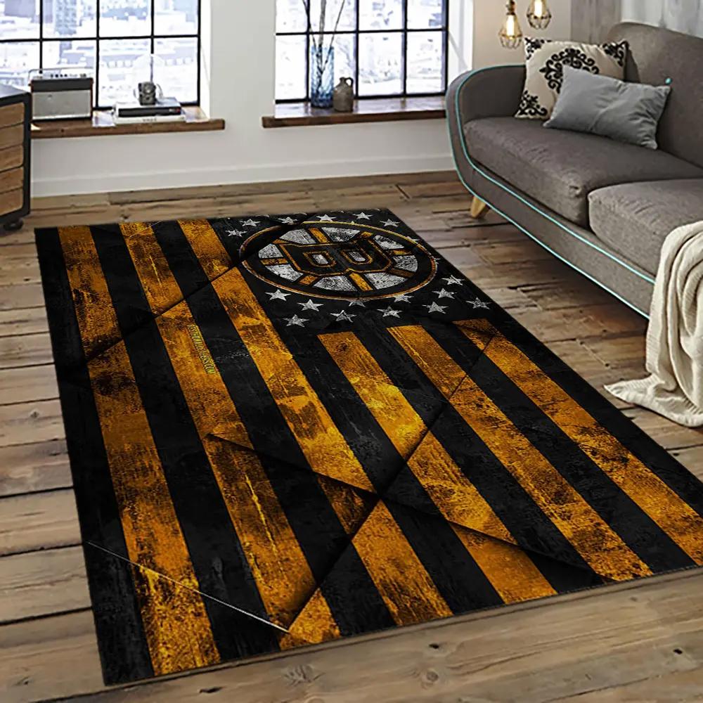 Nhl boston bruins hockey team logo sport carpet rectangle area rug for living room bb64 Rectangle Rug
