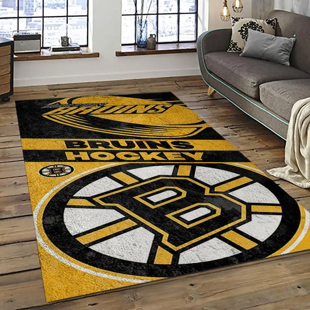 Nhl boston bruins hockey team logo sport carpet rectangle area rug for living room bb79 Rectangle Rug