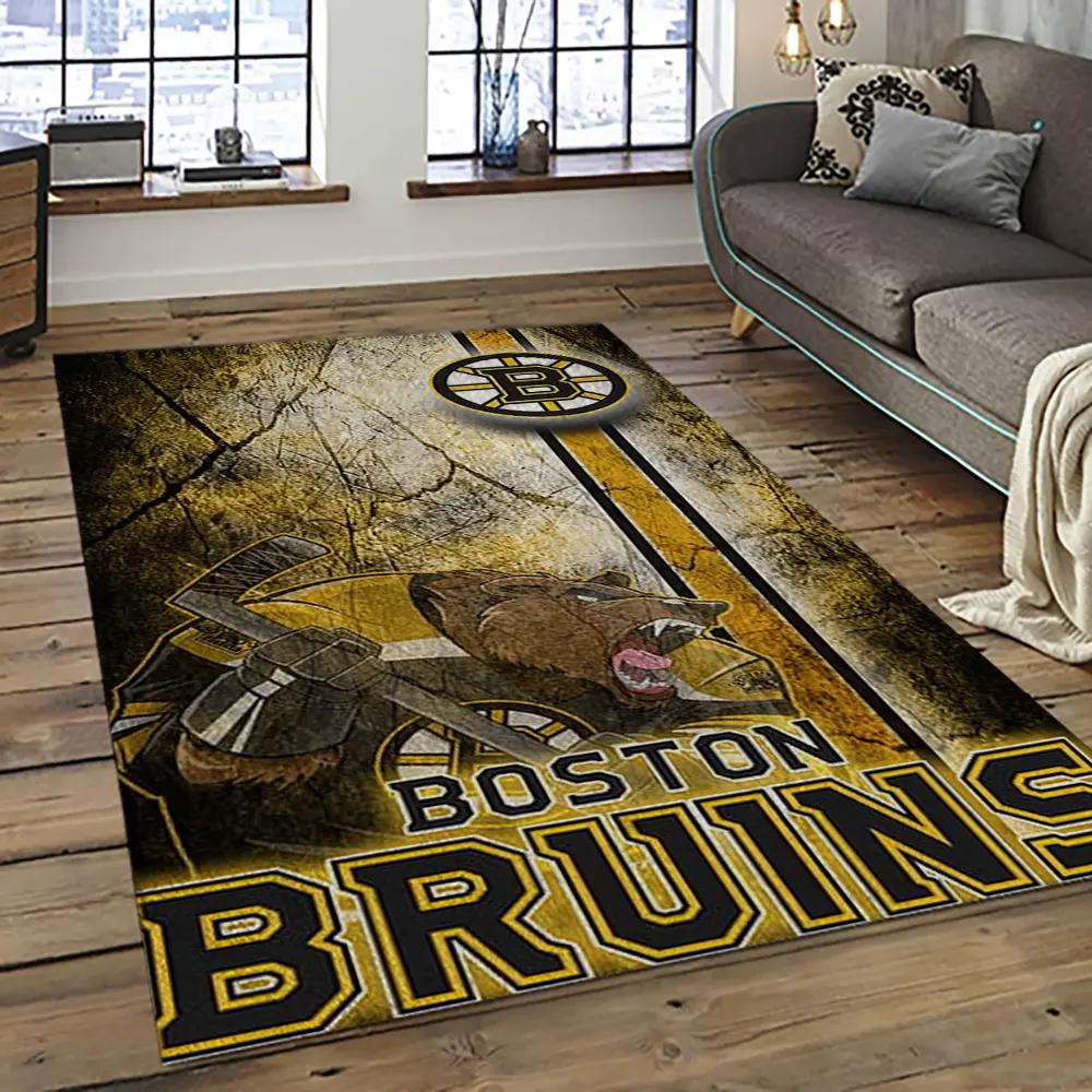 Nhl boston bruins hockey team logo sport carpet rectangle area rug for living room bb80 Rectangle Rug