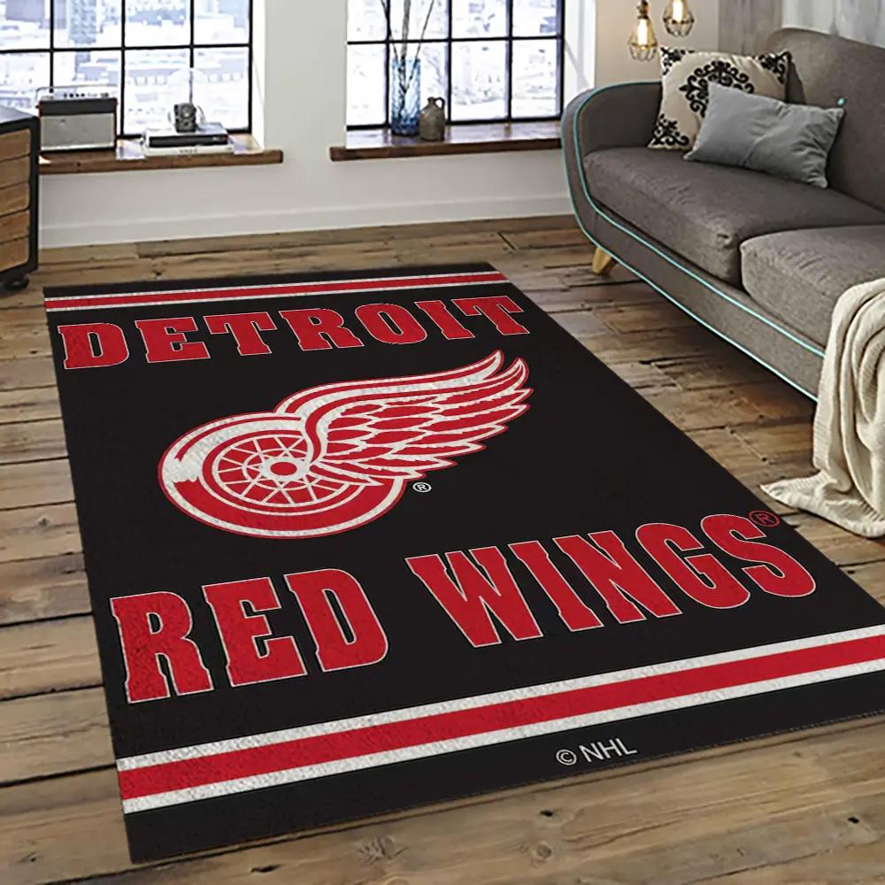 Nhl detroit red wings hockey team logo sport carpet rectangle area rug for living room drw03 Rectangle Rug