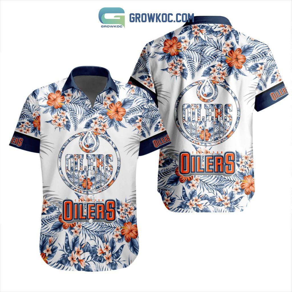 Nhl edmonton oilers flowers hawaiian design button shirt Hawaii Shirt Shorts & Flip Flops
