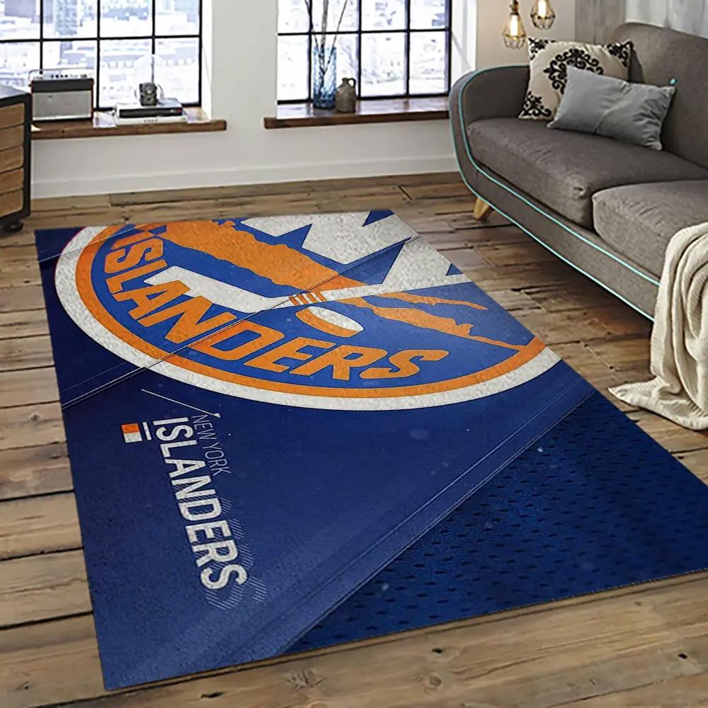 Nhl new york islanders hockey team logo sport carpet rectangle area rug for living room nyi56 Rectangle Rug