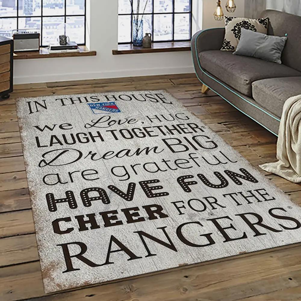 Nhl new york rangers hockey team logo sport carpet rectangle area rug for living room nyr06 Rectangle Rug