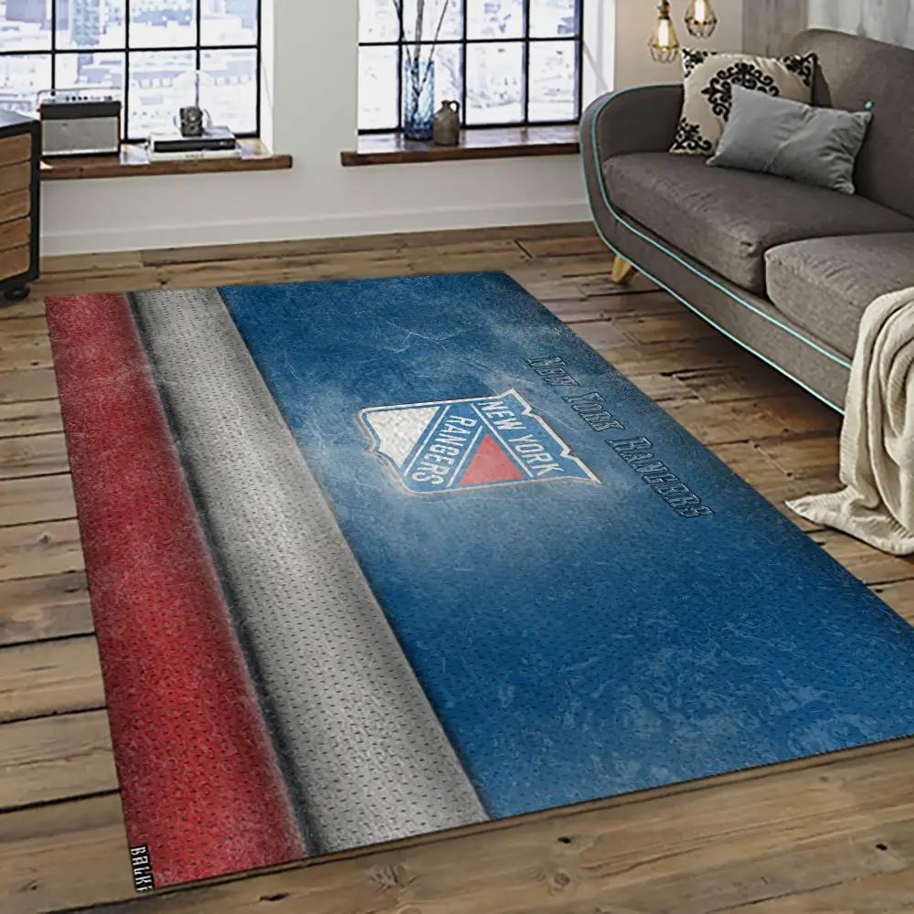 Nhl new york rangers hockey team logo sport carpet rectangle area rug for living room nyr20 Rectangle Rug