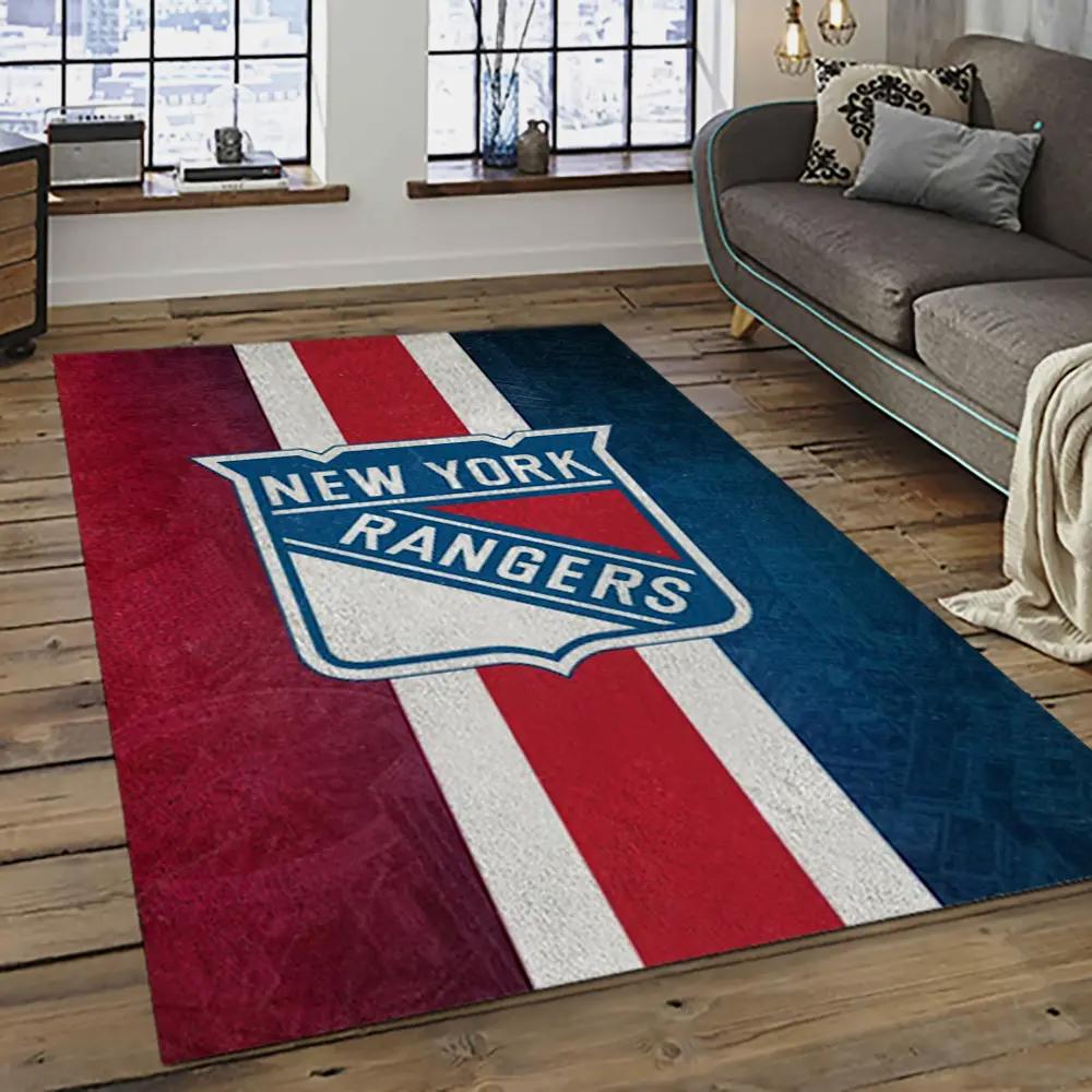 Nhl new york rangers hockey team logo sport carpet rectangle area rug for living room nyr27 Rectangle Rug
