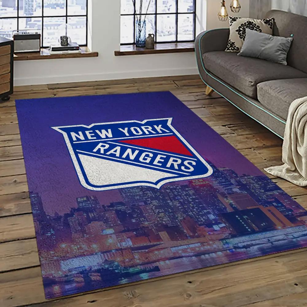Nhl new york rangers hockey team logo sport carpet rectangle area rug for living room nyr36 Rectangle Rug