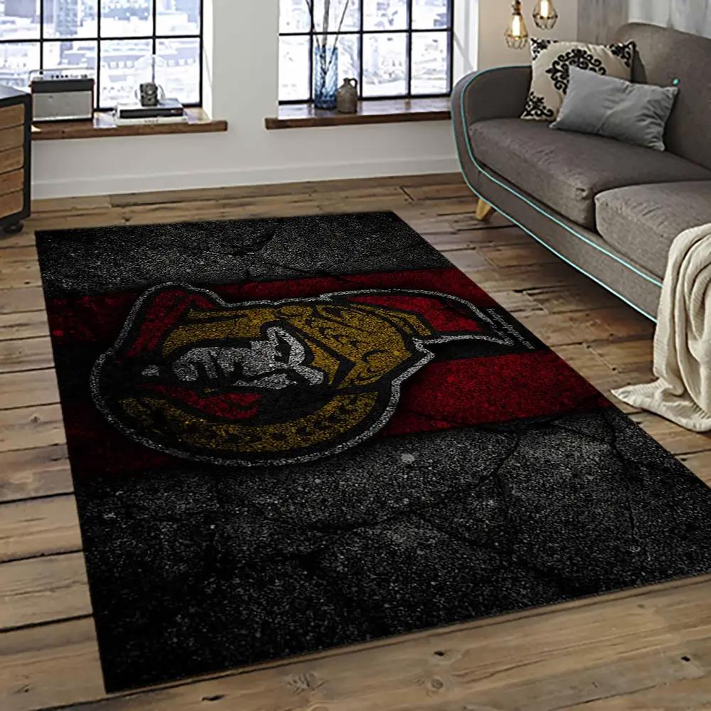 Nhl ottawa senators hockey team logo sport carpet rectangle area rug for living room os37 Rectangle Rug