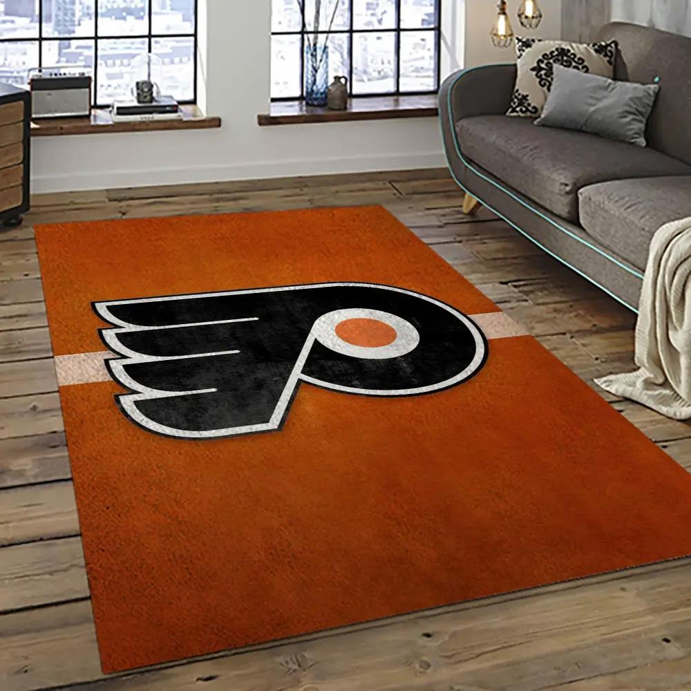 Nhl philadelphia flyers hockey team logo sport carpet rectangle area rug for living room pf29 Rectangle Rug