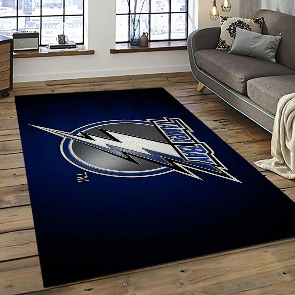 Nhl tampa bay lightning hockey team logo sport carpet rectangle area rug for living room tbl59 Rectangle Rug