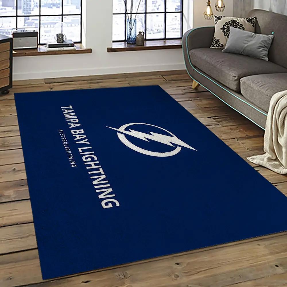 Nhl tampa bay lightning hockey team logo sport carpet rectangle area rug for living room tbl66 Rectangle Rug