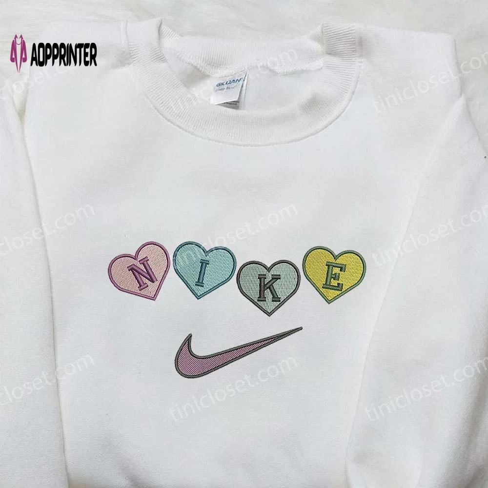 Nike heart love embroidered sweatshirt: perfect valentine’s day gift nike inspired logo shirt Embroidered Shirt