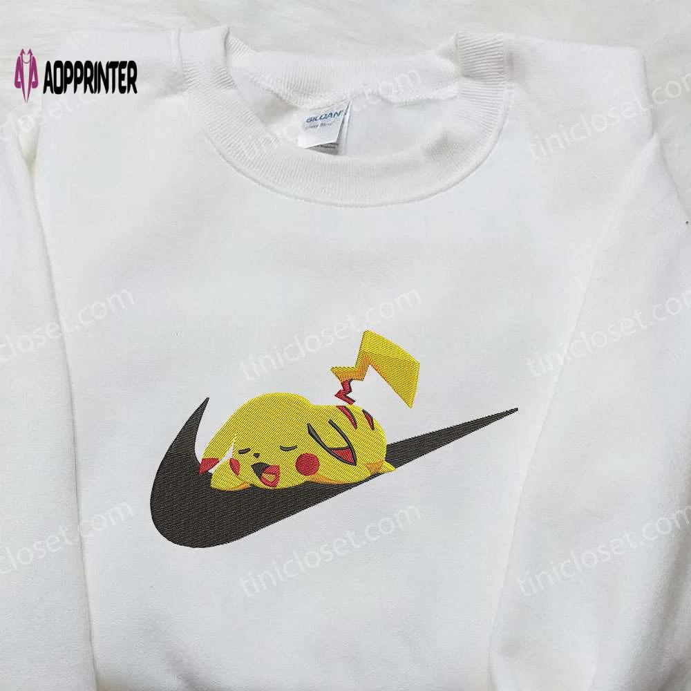 Nike swoosh x pikachu embroidered sweatshirt: pokemon-inspired nike shirt Embroidered Shirt