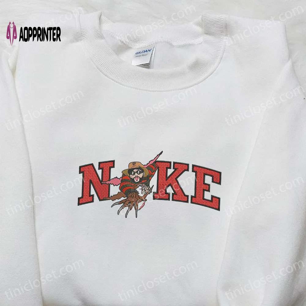 Nike x bad bunny freddy krueger embroidered shirt: spooky halloween lovers gift Embroidered Shirt