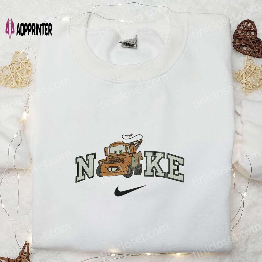 Nike x cars tow mater embroidered shirt pixar cars disney cartoon sweatshirt nike inspired hoodie Embroidered Shirt