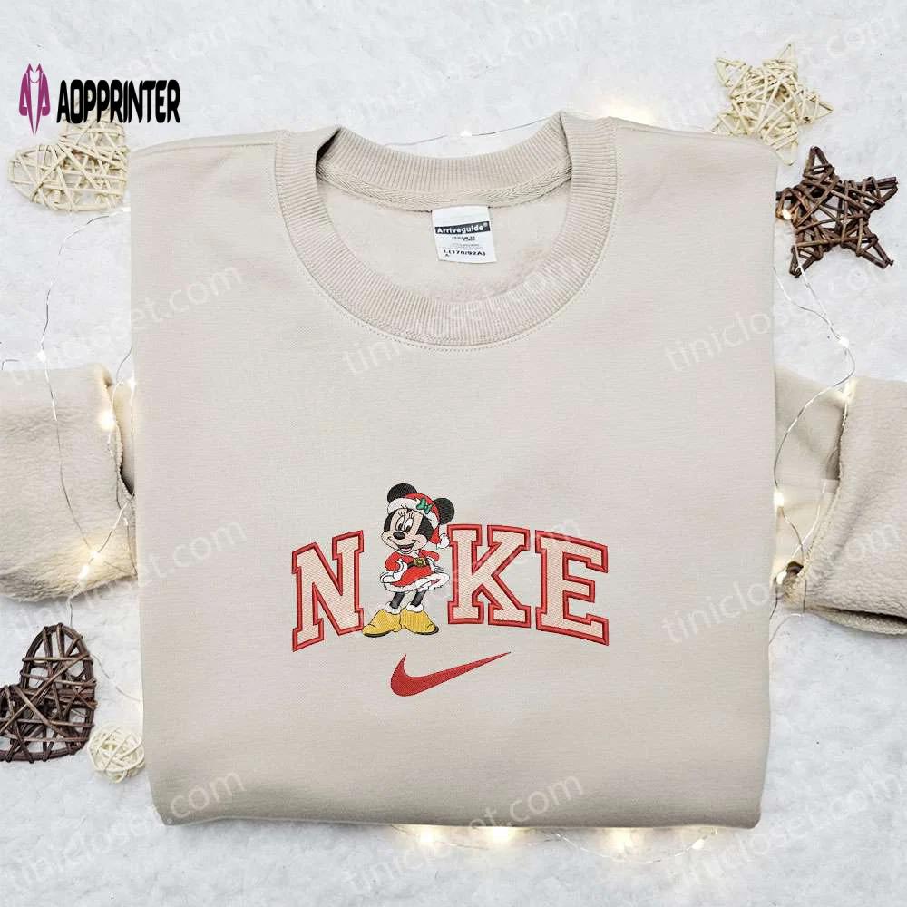 Nike x minnie mouse christmas embroidered sweatshirt: best walt disney shirt for unique christmas gift ideas Embroidered Shirt