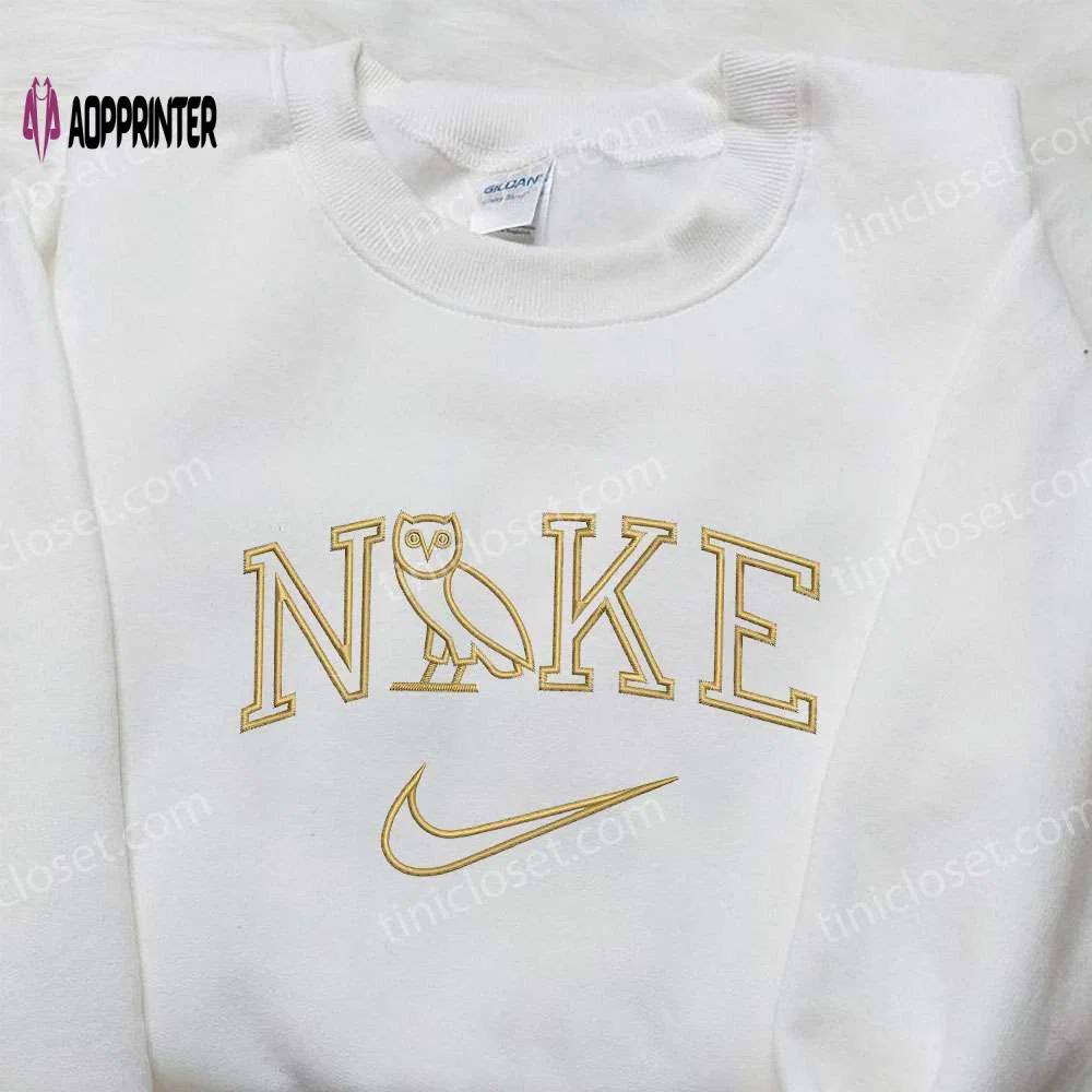 Nike x owl embroidered sweatshirt: animal embroidered shirt perfect family gift Embroidered Shirt