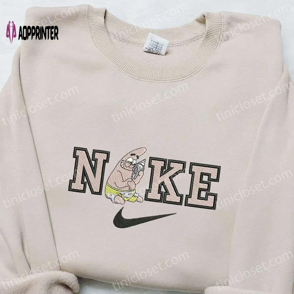 Nike x patrick star cartoon embroidered hoodie & disney characters shirt: unique nike-inspired t-shirt Embroidered Shirt