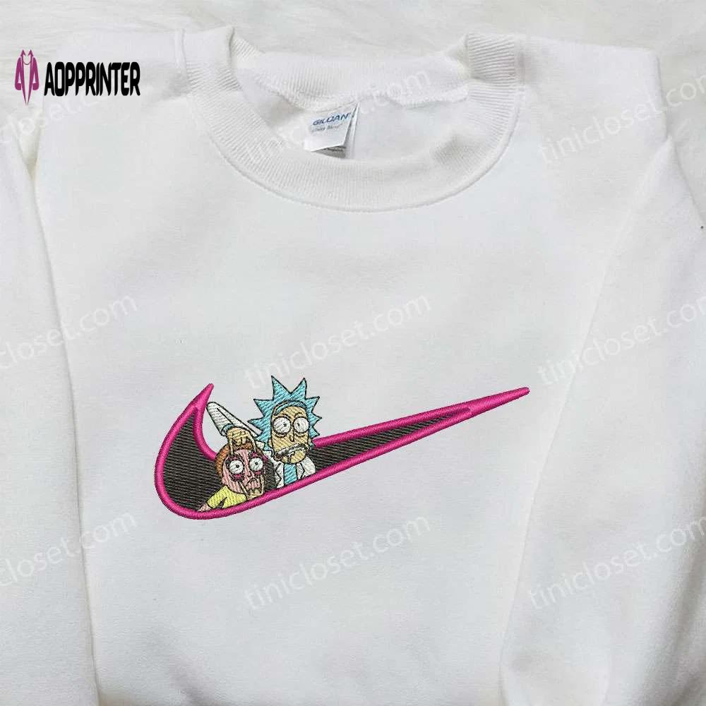 Nike x rick and morty cartoon embroidered shirt – unique nike inspired design Embroidered Shirt