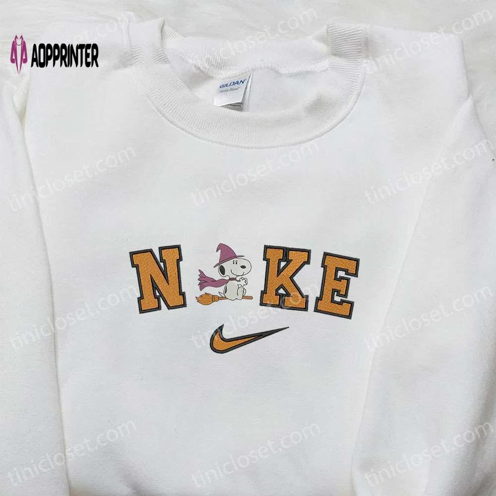 Nike x snoopy witch embroidered sweatshirt: adorable halloween hoodie & t-shirt Embroidered Shirt