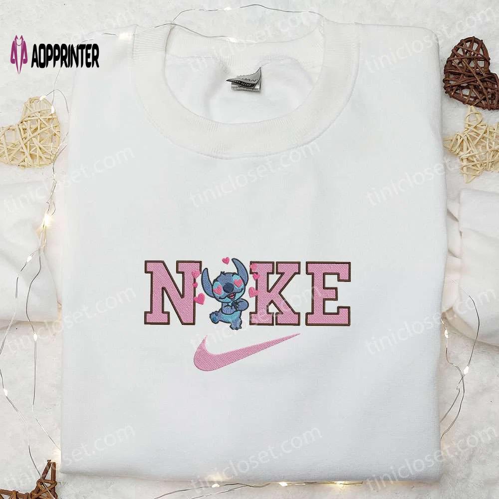 Nike x stitch heart love sweatshirt: lilo & stitch embroidered hoodie & t-shirt Embroidered Shirt