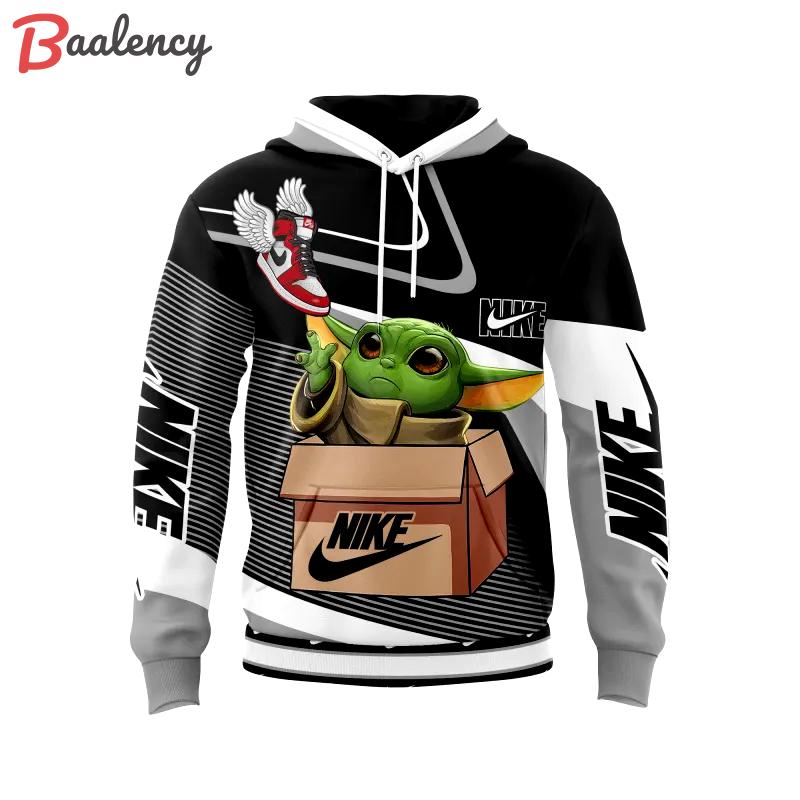 Nike yoda black white unisex hoodie outfit for men women luxury brand clothing special gift Hoodie 3D