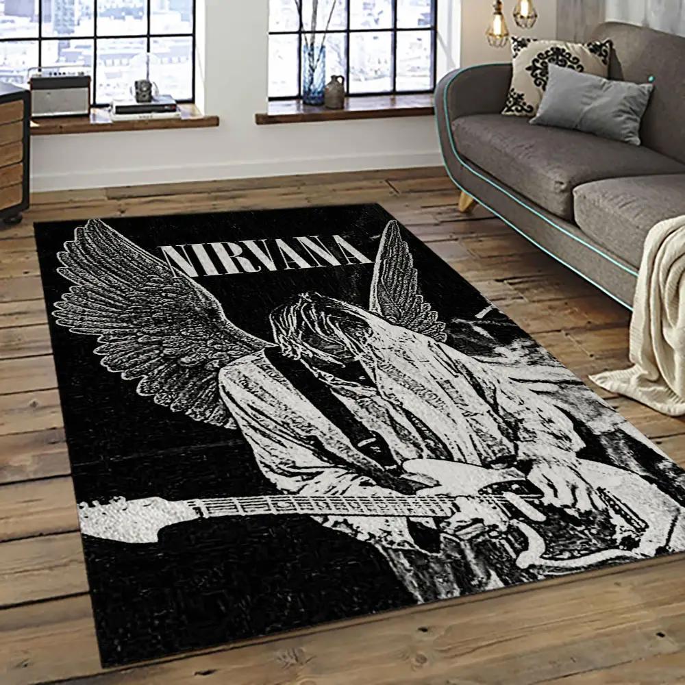 Nirvana rock band punk rock music retangle carpet area rug home decor best gift for fan and friends nv12 Rectangle Rug