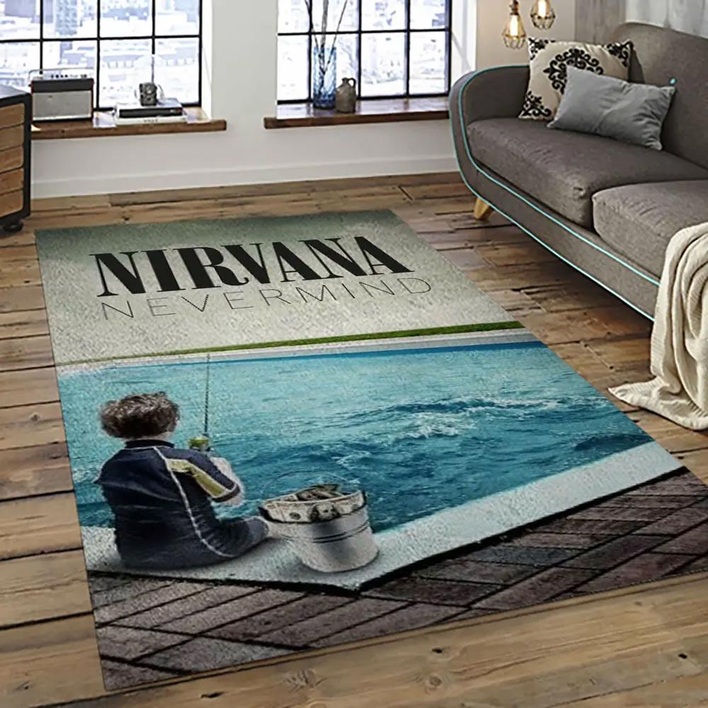 Nirvana rock band punk rock music retangle carpet area rug home decor best gift for fan and friends nv17 Rectangle Rug