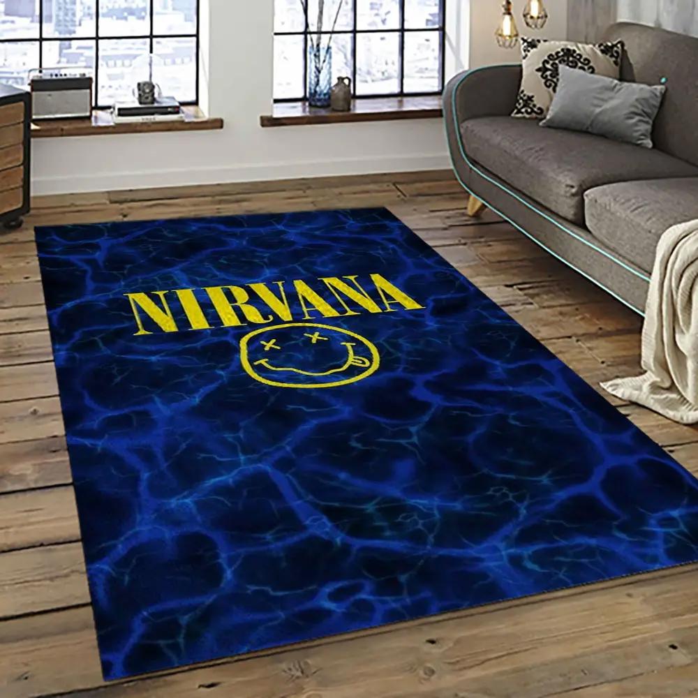 Nirvana rock band punk rock music retangle carpet area rug home decor best gift for fan and friends nv19 Rectangle Rug