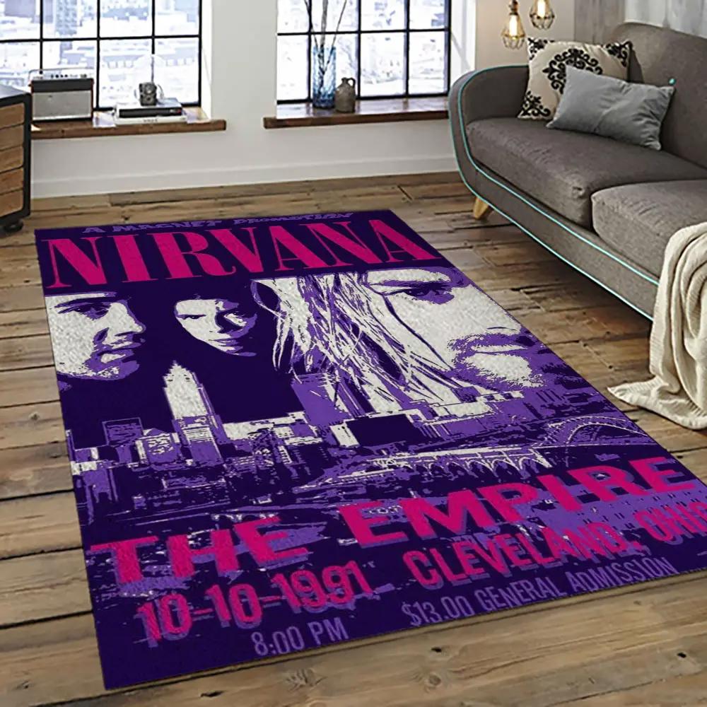 Nirvana rock band punk rock music retangle carpet area rug home decor best gift for fan and friends nv28 Rectangle Rug