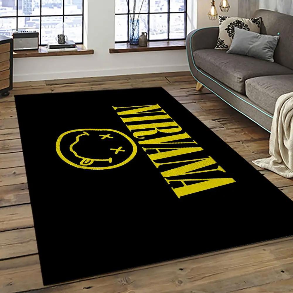 Nirvana rock band punk rock music retangle carpet area rug home decor best gift for fan and friends nv64 Rectangle Rug
