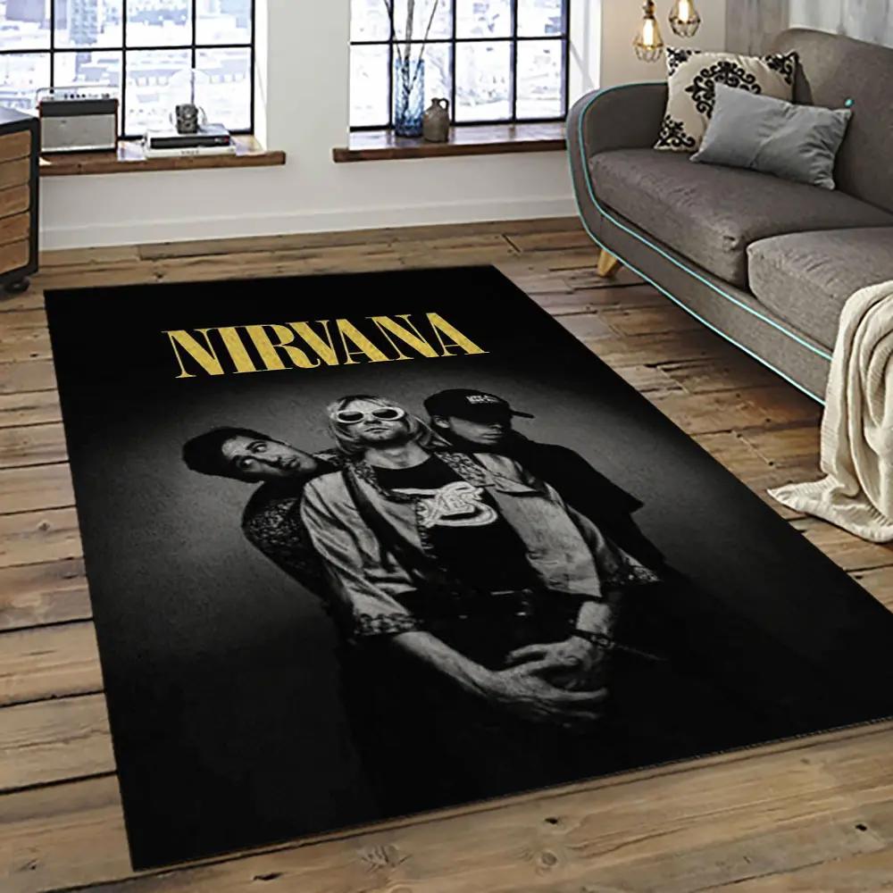 Nirvana rock band punk rock music retangle carpet area rug home decor best gift for fan and friends nv66 Rectangle Rug