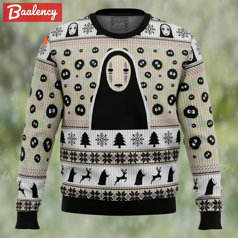 No face and soot sprites spirited away studio ghibli ugly christmas sweater Christmas Ugly Sweater