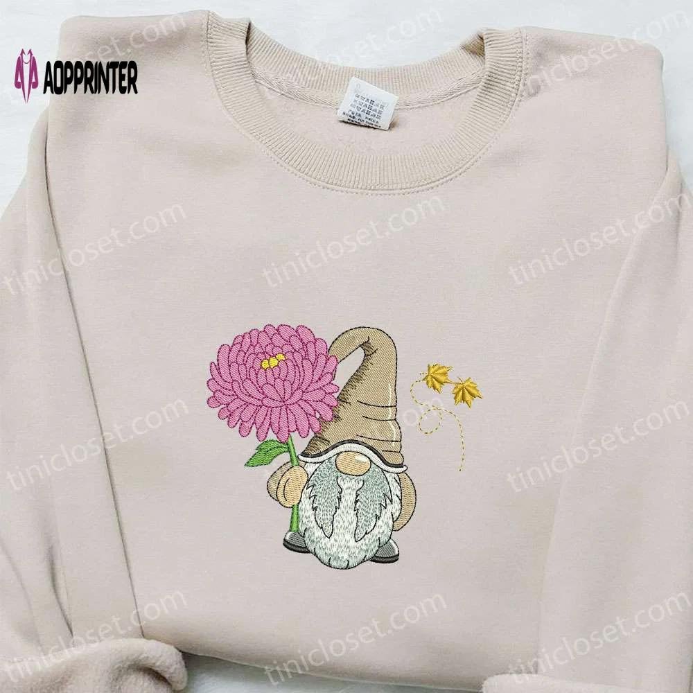 November chrysanthemum flower gnome shirt christmas hoodie – best family gifts Embroidered Shirt